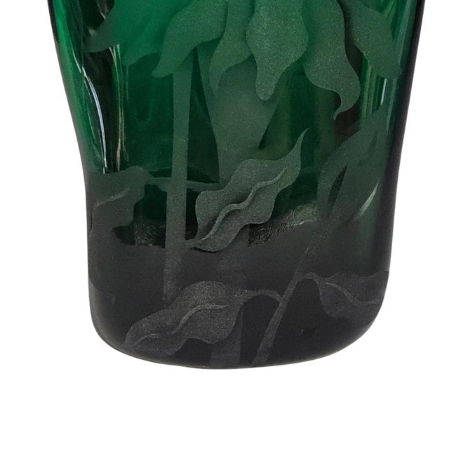 Blenko 8813m Paper Bag Vase Hand Etched by Jennifer Pontz 9.75" For Sale - Image 13 of 14