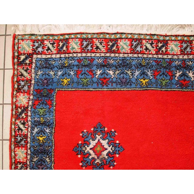 Red 1970s Handmade Vintage Moroccan Berber Rug For Sale - Image 8 of 10