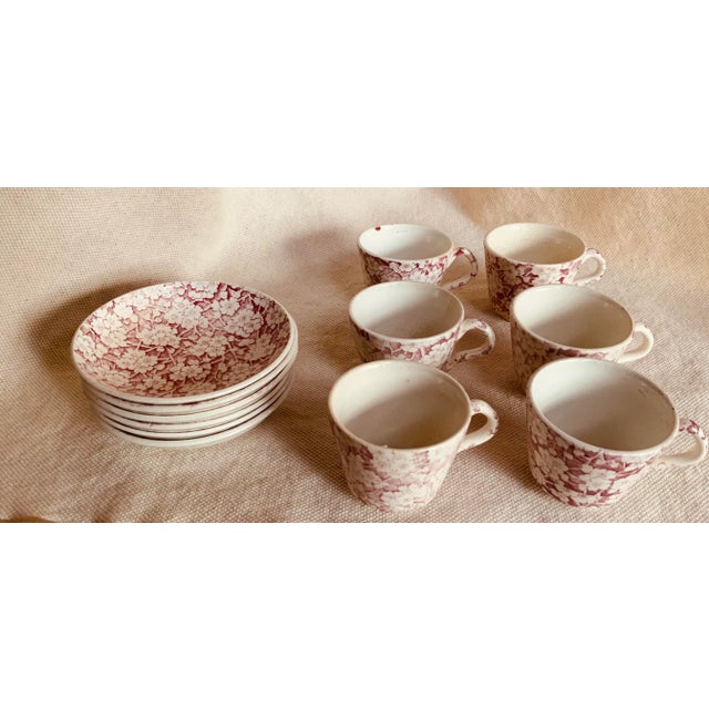 Victorian Antique Staffordshire Child's Tea Set, British Anchor Pottery, Apple Blossom Pattern, Circa 1850 For Sale - Image 3 of 12