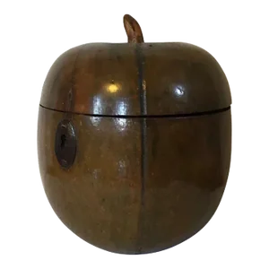 Antique 18th Century English George III Fruitwood Melon Form Treen Tea Caddy