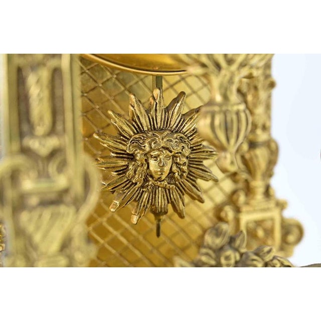 Metal Vintage Gilded Italian Mantel Clock, Mid-20th Century For Sale - Image 7 of 8