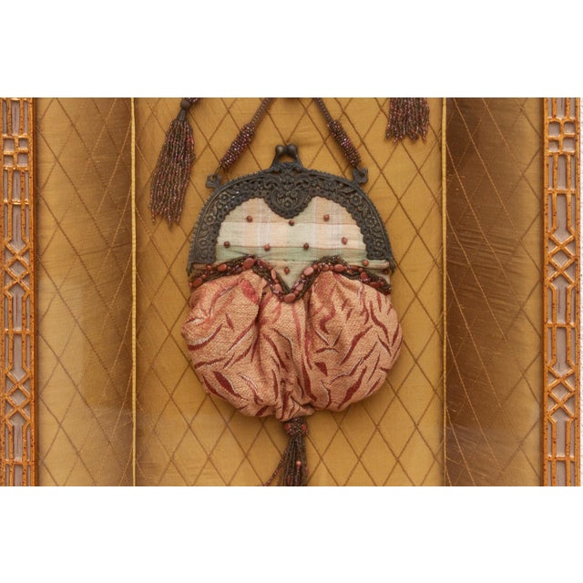 Textile Framed Antique Purse Shadow Box For Sale - Image 7 of 10