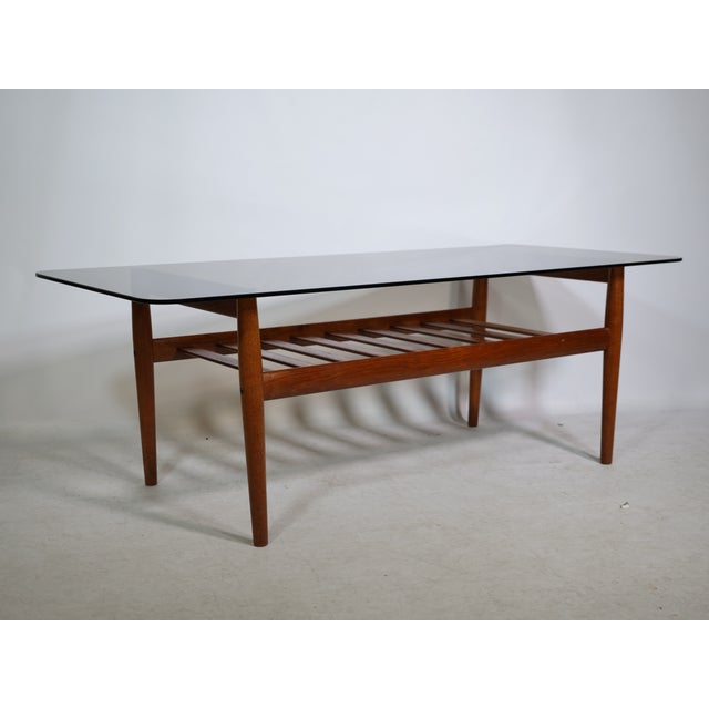 1960s Mid-Century Teak Coffee Table with Smoked Glass Top from Möbel Mann, 1960s For Sale - Image 5 of 17