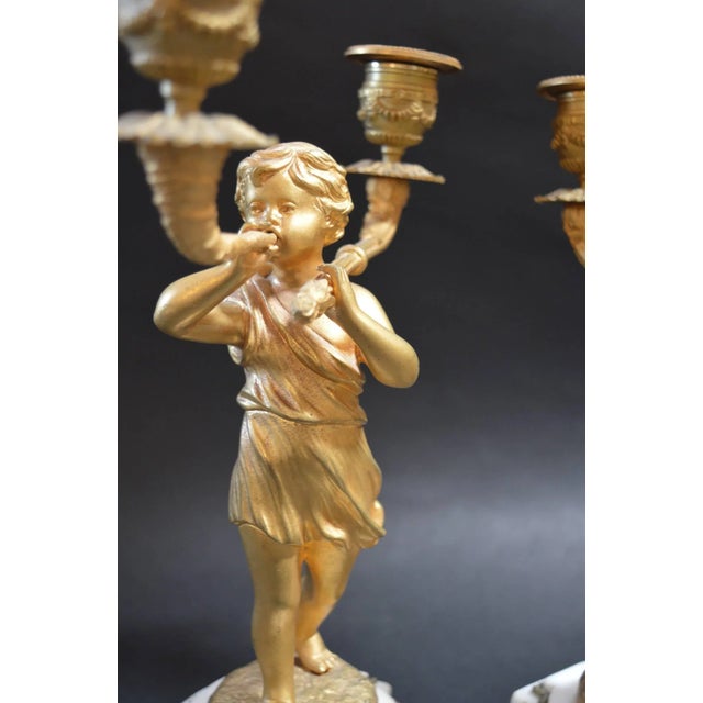 Gold 19th Century French Clockset For Sale - Image 8 of 10