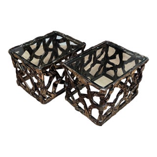 Pair of Tony Duquette Attributed "Ribbon (Or Taffy)" Side Tables, Mid. 20th Cent. For Sale