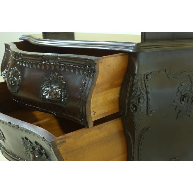 French Style Bombe 2 Drawer Commode W. Bookshelf For Sale - Image 10 of 11