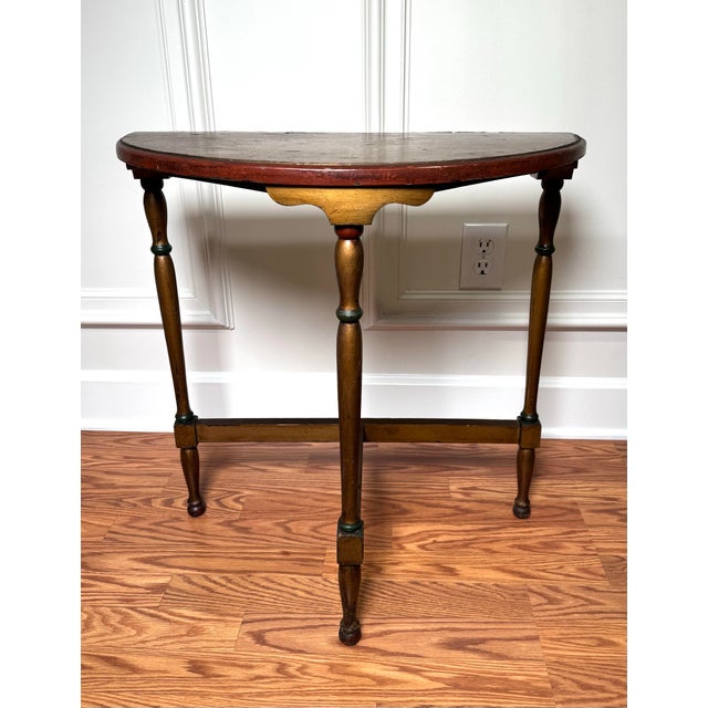 Mid 20th Century Traditional Edwardian Demi-Lune Solid Wood Accent Side Table For Sale - Image 5 of 12