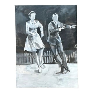 Vintage Black and White Dance Portrait on Canvas For Sale