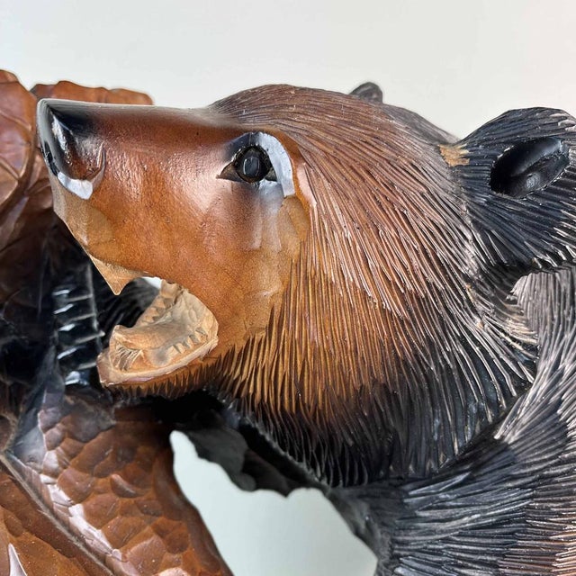 Hokkaido Kibori Kuma Bear Carving in Wood, Japan, 1950s For Sale - Image 3 of 16