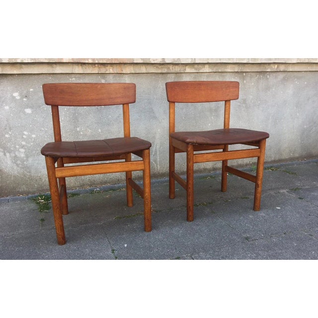 Brown Oak BM 236 Side Chairs by Børge Mogensen for Fredericia, 1950s, Set of 2 For Sale - Image 8 of 8