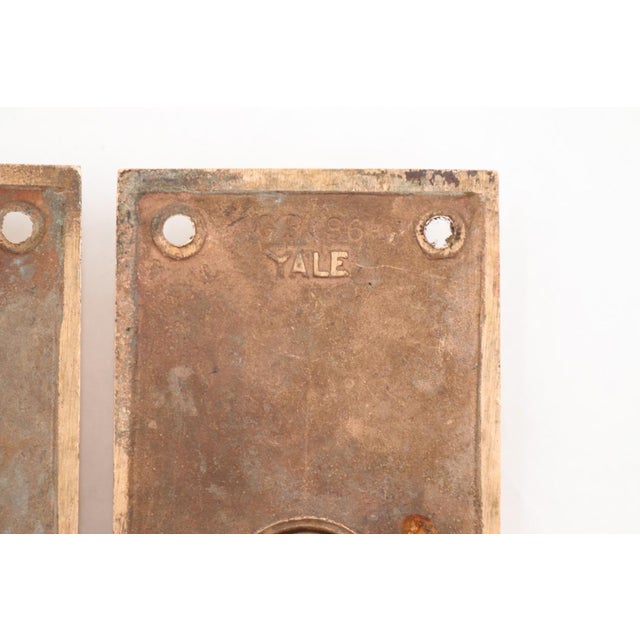 Traditional Pair of Vintage 7.5 In. Yale & Towne Brass Door Back Plates For Sale - Image 3 of 3