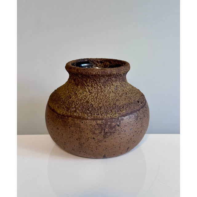 Brutalist Studio Ceramic Art Vase with Textured Rough Glaze, Germany, 1960s For Sale - Image 10 of 12