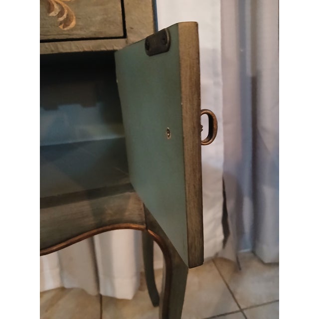 Early 20th Century Early 20th Century Intervention No, Bleu & Gold" – Signed Hand-Distressed Folk Baroque Cabinet For Sale - Image 5 of 11