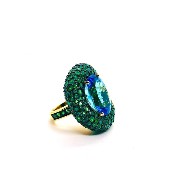 Bochic “Orient” Vintage Ruby & Yellow Sapphire Ring Set In 18 K Gold & Silver For Sale - Image 10 of 12