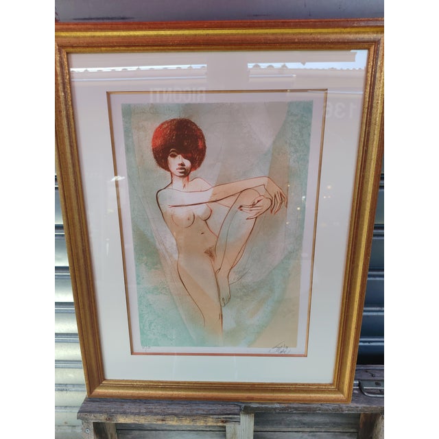 Modern Jean Baptiste Valadié, Nude Black Eve, 1970s, Lithograph, Framed For Sale - Image 3 of 7