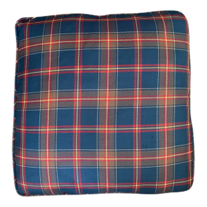 Blue Tartan Plaid Feather Down Pillow With Red, Green, and Yellow