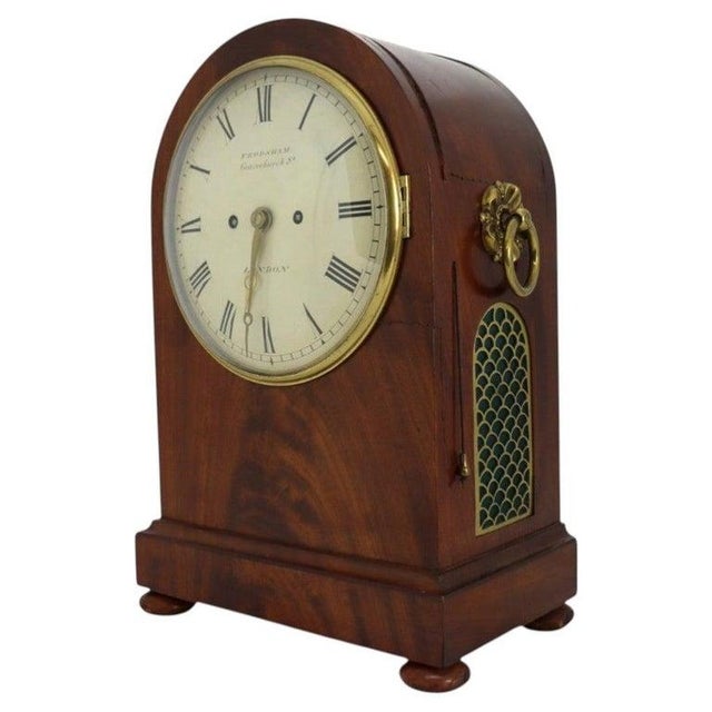 English Antique English Frodsham Flame Mahogany Bracket Clock With Shelf C1820 For Sale - Image 3 of 18