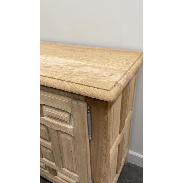 Vintage French White Oak Brutalist Sideboard, France, 1960s For Sale - Image 14 of 15