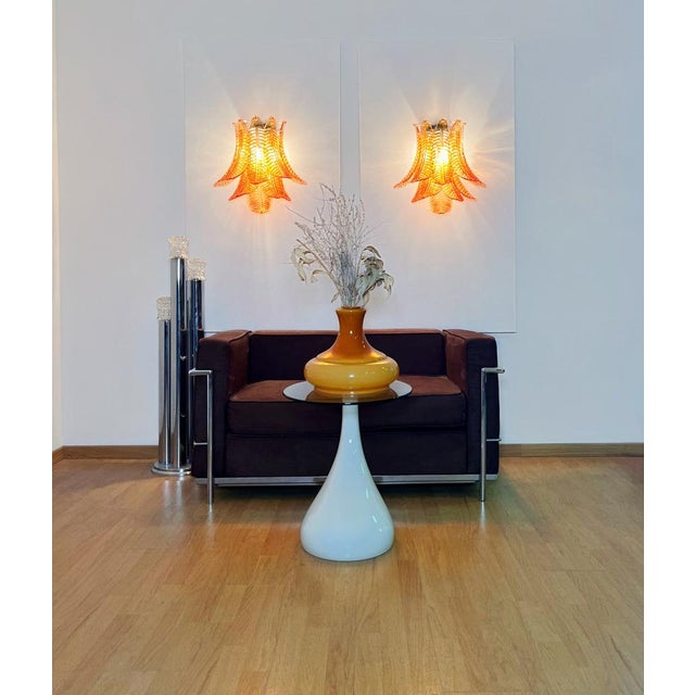 Vintage Murano Six-Tier Felci Wall Sconces in Amber Glasses, 1990s, Set of 2 For Sale - Image 4 of 18