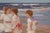 Wood Painting of Girls Playing on the Shore by E. J. Cygne (Born 1929) For Sale - Image 7 of 12