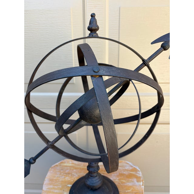 Late 20th Century Vintage French Country Iron Garden Armillary Sundial- Outdoor Estate Decor For Sale - Image 5 of 9