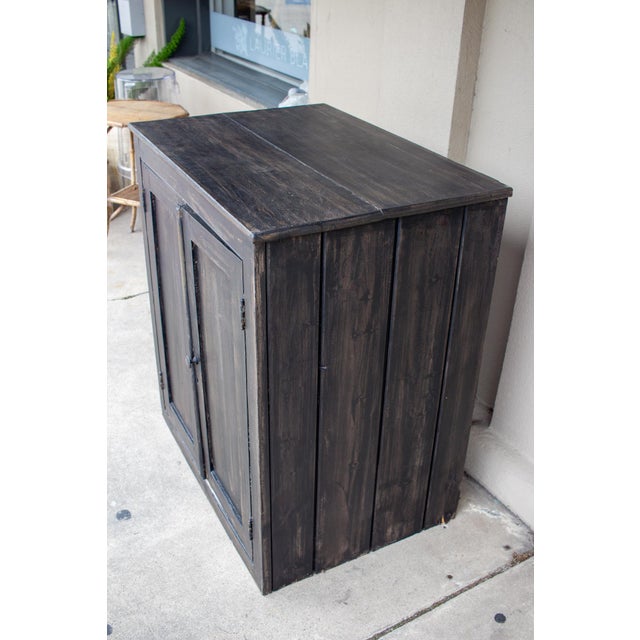 Vintage Wood Bar Cabinet In Black Wash Painted Finish Chairish