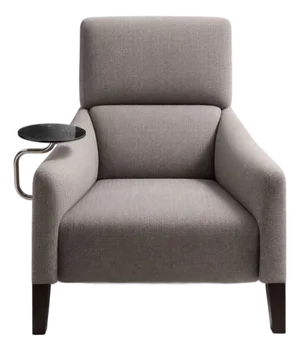 Fendi Casa Italian Lounge Chair With Chrome Swivel Cocktail Tray