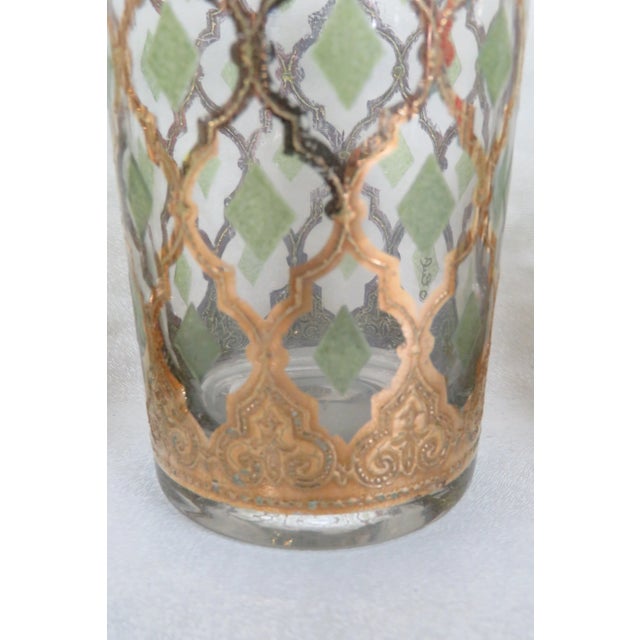 Culver Valencia Mid Century Barware Gold Highlight Glass Water Bar Cups Set of 3 For Sale In Miami - Image 6 of 12