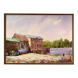 Ken Cherrington Fishing Village, Scotland C. 1930 Painting