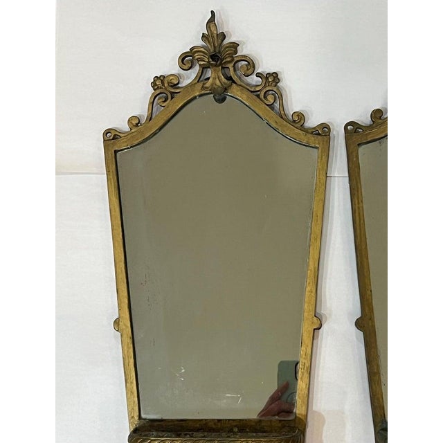 Brass Pair of Antique Art Deco Gilt Mirrored Sconces For Sale - Image 8 of 18