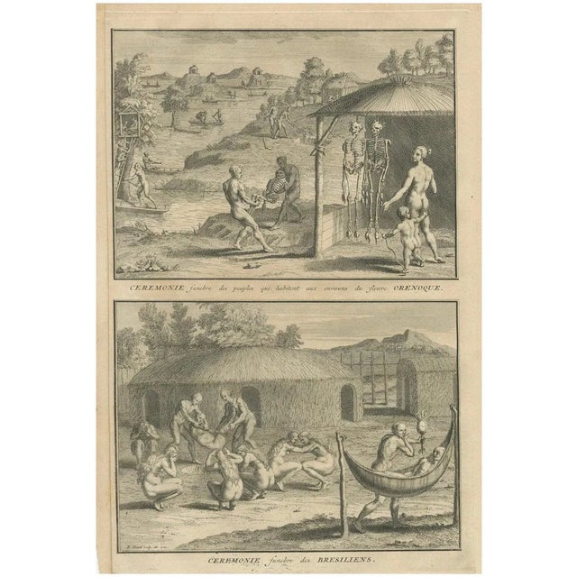 Funeral Ceremonies of the Orinoco and Brazilian Indigenous Peoples, 1734, Paper For Sale