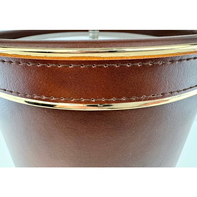 Vintage Mid Century Brown Leatherette & Gold Ice Bucket Barware Set With Tools For Sale - Image 4 of 14