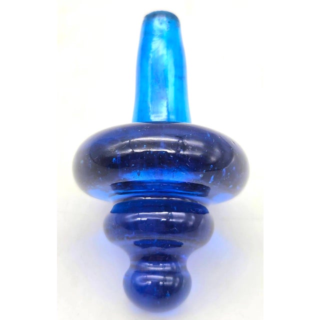 Empoli Mid 20th Century Cobalt Blue Bottle Stopper For Sale - Image 4 of 9