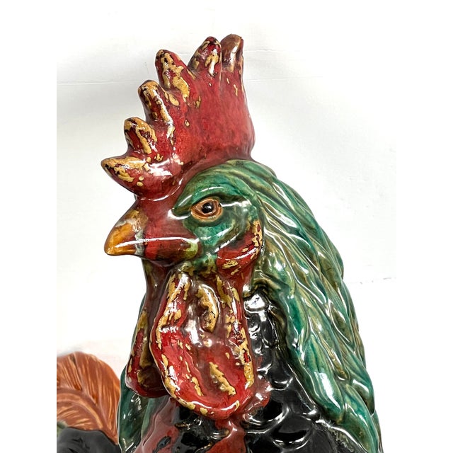 Ceramic Large French Polychromed Ceramic Rooster in the Manner of Choisy-Le-Roi For Sale - Image 7 of 12