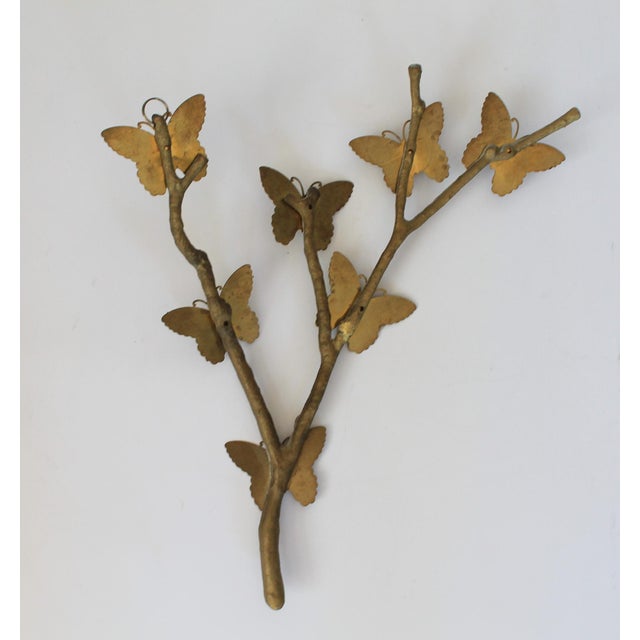Mid 20th Century Vintage Brass Butterflies on Branch Wall Hanging For Sale - Image 5 of 8