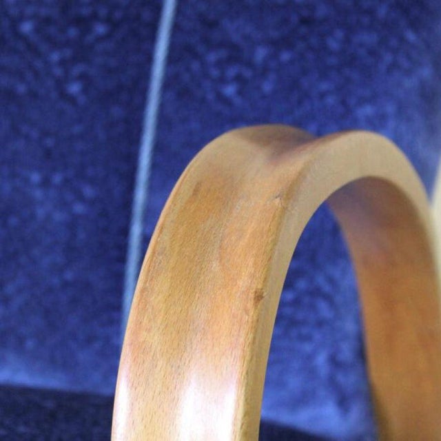 Art Deco Blue Velvet Armchair in Beech Wood, France, 1920s For Sale - Image 13 of 14