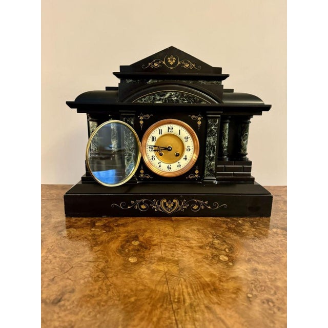 Large Antique Marble Mantle Clock, 1890 For Sale - Image 4 of 6