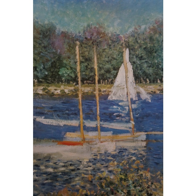 Claude Monet Seine at Argenteuil Basin 1874 Sailboats Lithograph Print 31" For Sale - Image 6 of 10