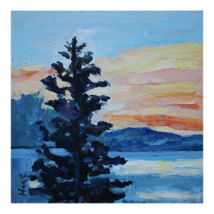 Lake Tahoe Sunset, Modern Oil Painting