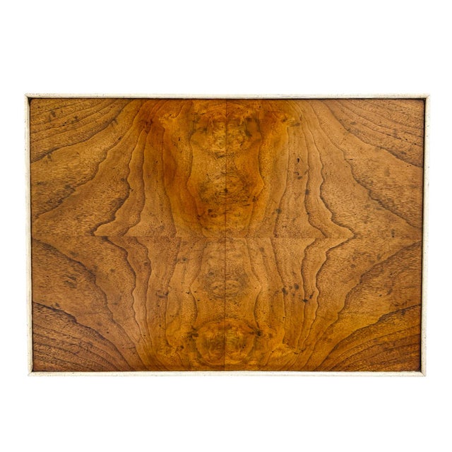 1960 Neoclassical Regency Style Burl Walnut & Painted Curule Accent Tables by Heritage - Pair For Sale - Image 14 of 15