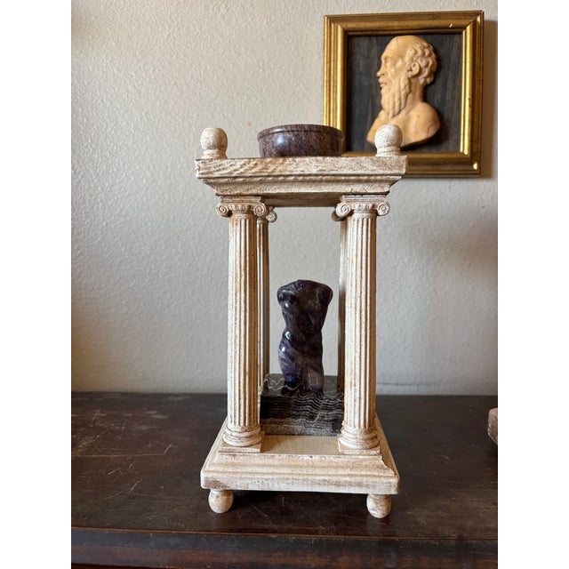 Italian Neoclassical Grand Tour Architectural Model W/ Amethyst Figure & Agate Burner For Sale - Image 10 of 14