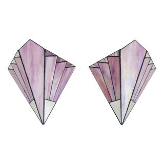 Vintage Art Deco Glass Paste Wall Sconces from Tiffany, 1980s, Set of 2 For Sale