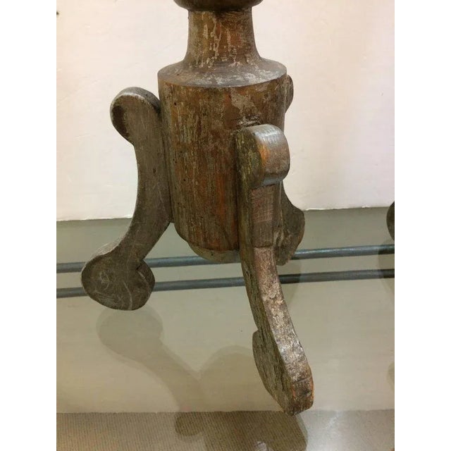 French 19th Century Silverleaf Carved Wood French Pricket Candlesticks - A Pair For Sale - Image 3 of 8