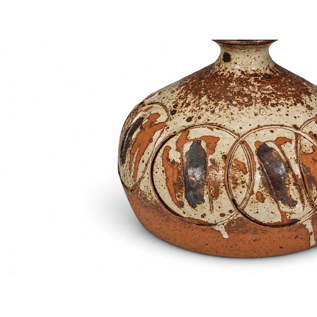1970s Mid Century Modern Tingkeramik Følle, Small Table Lamp, Brown Glazed Stoneware For Sale - Image 9 of 11