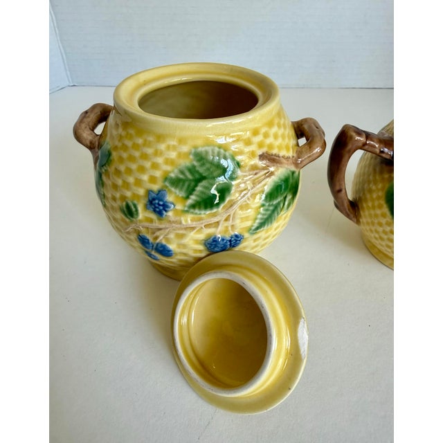 Vintage Tiffany & Co. Blackberries Majolica Sugar Bowl & Creamer Set For Sale - Image 10 of 12