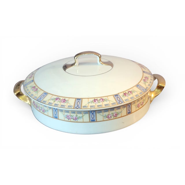 1920s Antique J & G Meakin Hanley England Candida Round Covered Vegetable Casserole Bowl W Lid 1920s For Sale - Image 5 of 10