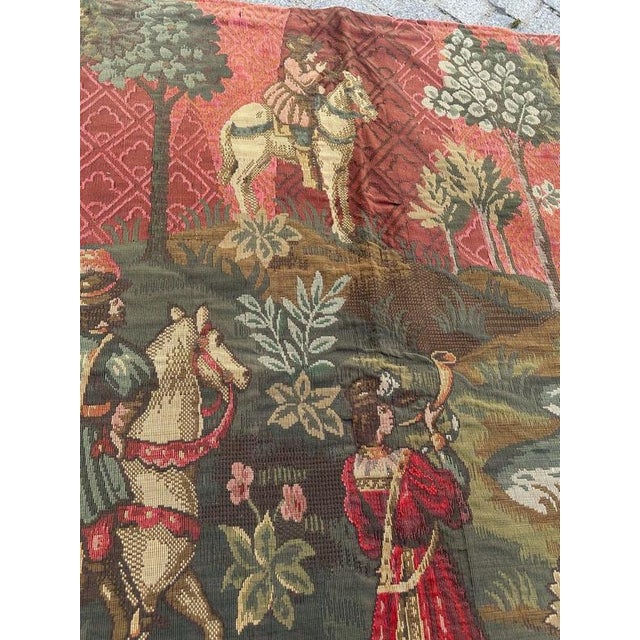 Mid-Century French Aubusson Jacquard Tapestry Médiéval Design, 1940s For Sale - Image 9 of 18