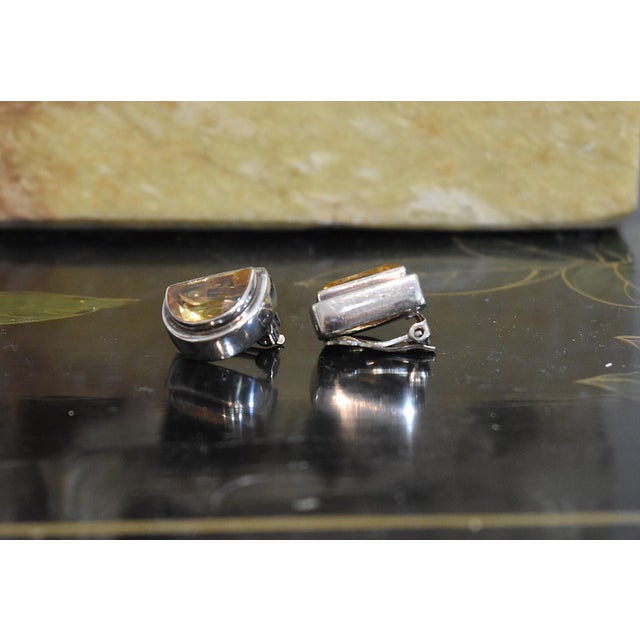 Contemporary Lori Bonn Sterling Silver Citrine Clip on Earrings, Pair For Sale - Image 3 of 13