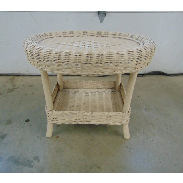 Henry Link Modern Oval Woven Wicker Side Table Chairish