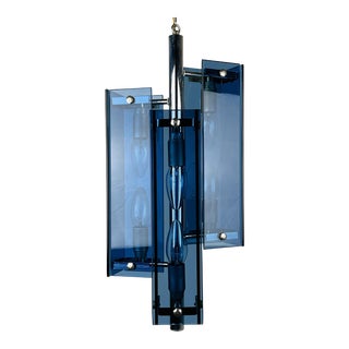 1960s Mid-Century Blue Pendant Lamp Veca Fontana Arte Italy For Sale